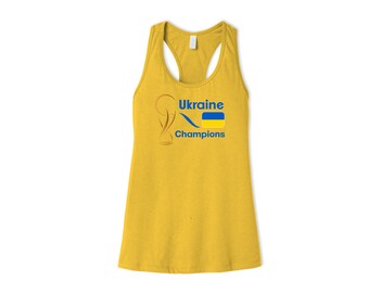 Ukraine National Team Womens Female Sports Tank Top Futbol Soccer Flag Gold Colors Design For Adults Printed in USA