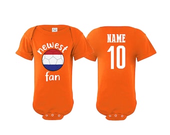 Netherlands Bodysuit Holland Add your Name and Number Infant Clothing  Newest Fan  Soccer Baby Outfit  Girls Boys T shirt -Tee National Team
