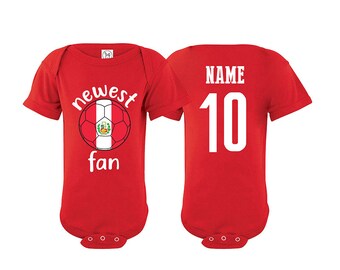 Peru Bodysuit Peruvian Add your Name and Number Infant Clothing  Newest Fan  Soccer Baby Outfit  Girls Boys T shirt -Tee National Team