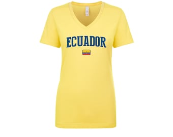 Ecuador V Neck T shirts Women Lady  100% cotton tee Any Sports  National Team Soccer tee tshirt