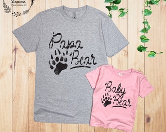 Papa Bear Baby Bear matching father baby gift set, baby boy and baby girl gift, dad and baby matching shirt, dad gift, gift for daddy
