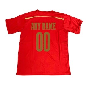 Spain España jersey soccer Tee T-Shirt  all sizes  Adults and  Kids Sizes Flag Jersey Pride Personalized Your Name espana