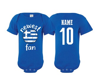 Greece Bodysuit Grecia Add your Name and Number Infant Clothing  Newest Fan Bodysuit Soccer Baby Outfit  Infant Girls Boys T shirt - Tee