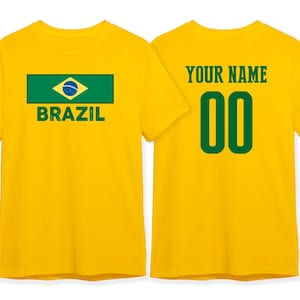Brasil Brazil Flag vintage letters T Shirt Team Country Soccer World Cup 2022 Custom Name Number