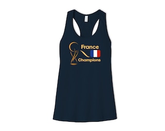France National Team Womens Female Sports Tank Top Futbol Soccer Flag Gold Colors Design For Adults Printed in USA