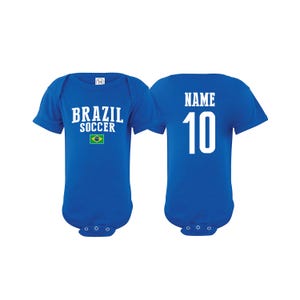 Brasil Bodysuit Brasil Add your Name and Number Infant Clothing  Newest Fan Bodysuit Soccer Baby Outfit  Infant Girls Boys T shirt - Tee