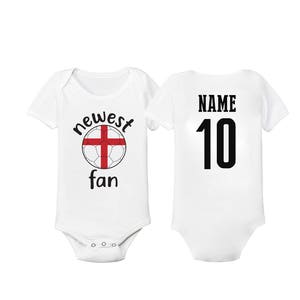 England Bodysuit Inglaterra Add your Name and Number Infant Clothing  Newest Fan Bodysuit Soccer Baby Outfit  Girls Boys T shirt - Tee