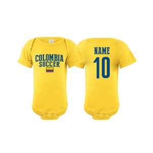 Colombia  Bodysuit Add your Name and Number Infant Clothing  Newest Fan Bodysuit Soccer Baby Outfit  Infant Girls Boys T shirt - Tee