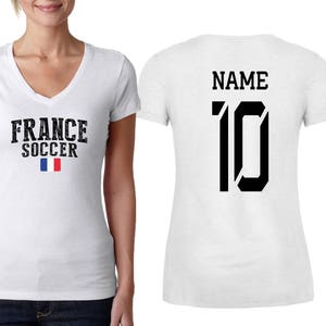 France T shirts  Women&#39;s V neck 100% cotton tee Any Sports Customized Name and Number National Team