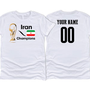 Iran National Team Spirit T shirt Unisex for Womens Soccer Football Flag Logo Design Customizable Sports Name Number Printed in USA