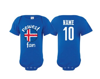 Iceland Bodysuit Add your Name and Number Infant Clothing  Newest Fan Bodysuit Soccer Baby Outfit  Girls Boys T shirt - Tee National Team