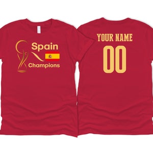 Spain National Country Team Sport Soccer T shirt Simple Flag Logo Football Female Womens 2023 Custom Name and Number Printed in USA