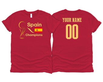 Spain National Country Team Sport Soccer T shirt Simple Flag Logo Football Female Womens 2023 Custom Name and Number Printed in USA
