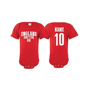 England Bodysuit Inglaterra Add your Name and Number Infant Clothing  Newest Fan Bodysuit Soccer Baby Outfit  Girls Boys T shirt - Tee