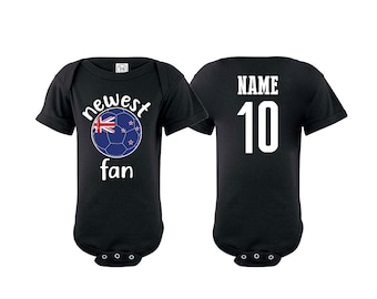 New Zealand  Bodysuit Add your Name and Number Infant Clothing  Newest Fan  Soccer Baby Outfit  Girls Boys T shirt -Tee National Team