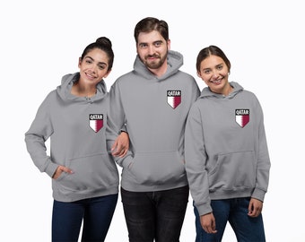 Qatar Shield Hoodie Sweatshirt - Adult & Youth Sizes - Qatar National Team Pride, Custom Hoodie Gift