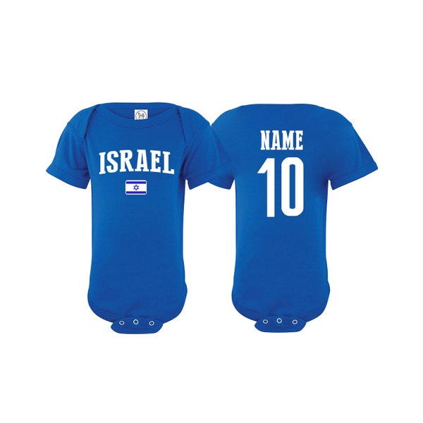 Israel Bodysuit Add your Name and Number Infant Clothing  Newest Fan Bodysuit Soccer Baby Outfit  Girls Boys T shirt - Tee National Team