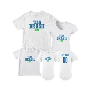 Team Brazil T shirt matching t-shirt set Soccer football Futbol  national Team Men Woman Kids Family  Infant Pride Flag