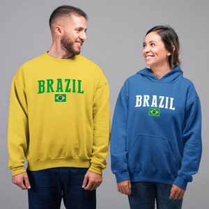 Brazil Shield Hoodie Sweatshirt - Adult & Youth Sizes - Brazil National Team Pride, Custom Hoodie Gift