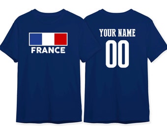 France Flag vintage letters T Shirt Team Country Soccer World Cup 2022 Custom Name Number