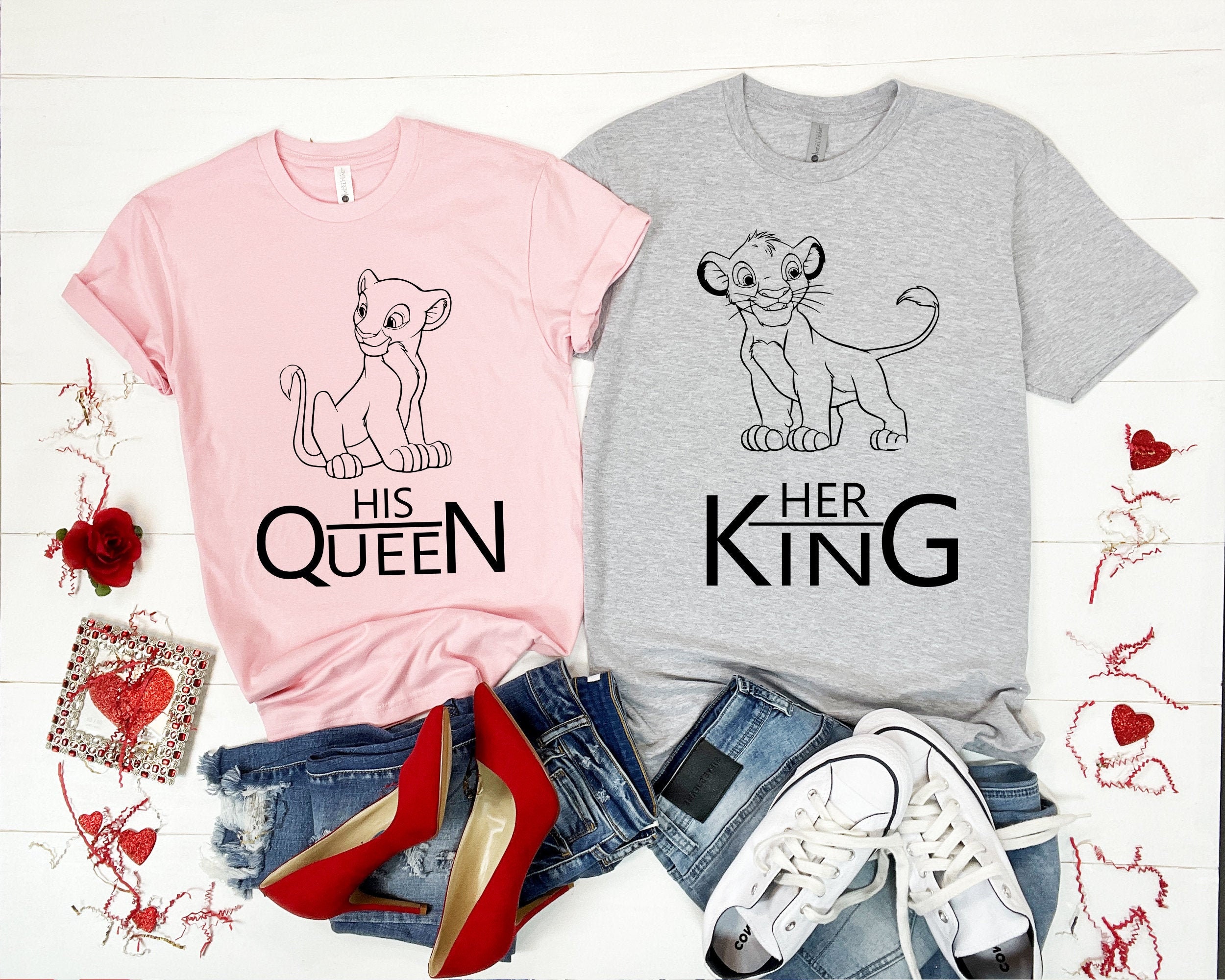 The Queen The King Lion T-shirts a Combinar para Casal