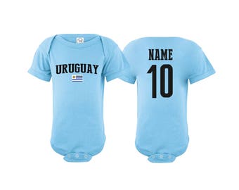 Uruguay Bodysuit Add your Name and Number Infant Clothing  Newest Fan Bodysuit Soccer Baby Outfit  Girls Boys T shirt - Tee National Team