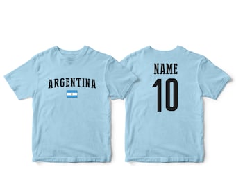 Argentina Sports T-shirt Fan tee  Country Pride Adult and Kids Youth  Customized Name and Number