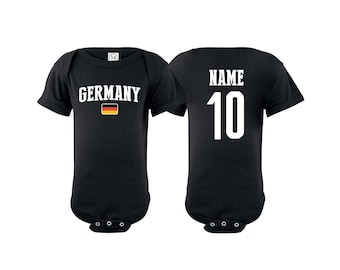 Germany Bodysuit Alemania  Add your Name and Number Infant Clothing  Newest Fan Bodysuit Soccer Baby Outfit  Infant Girls Boys T shirt - Tee