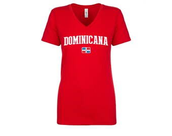 Republica Dominicana V Neck T shirts Women Lady  100% cotton tee Any Sports  National Team Soccer Dominican tee tshirt