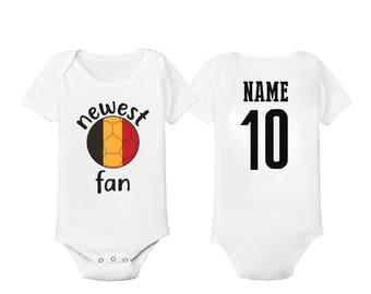 Belgium Bodysuit Add your Name and Number Infant Clothing  Newest Fan Bodysuit Soccer Baby Outfit Mameluco Infant Girls Boys T shirt - Tee
