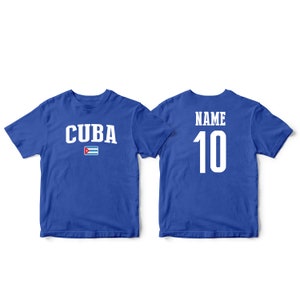 Cuba Sports T-shirt Fan tee  Country Pride Men's and Kids Youth  Customized Name and Number Made Print in USA