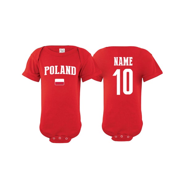 Poland Bodysuit Add your Name and Number Infant Clothing  Newest Fan Bodysuit Soccer Baby Outfit  Girls Boys T shirt - Tee National Team