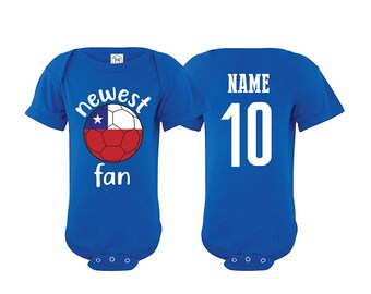 Chile Bodysuit Add your Name and Number Infant Clothing  Newest Fan Bodysuit Soccer Baby Outfit  Infant Girls Boys T shirt - Tee