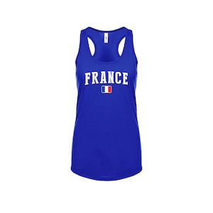France Tank top shirts Women Lady  100% cotton tee Any Sports  National Team Soccer Francia