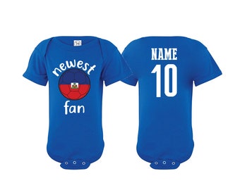 Haiti Bodysuit Add your Name and Number Infant Clothing  Newest Fan Bodysuit Soccer Baby Outfit  Girls Boys T shirt - Tee National Team