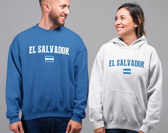 El Salvador Shield Hoodie Sweatshirt - Adult & Youth Sizes - El Salvador National Team Pride, Custom Hoodie Gift