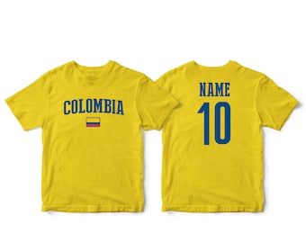Colombia Sports T-shirt Fan tee  Country Pride Men's and Kids Youth  Customized Name and Number