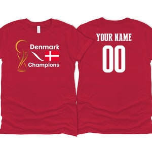 Denmark National Country Team Sport Soccer T shirt Simple Flag Logo Football Female Womens 2023 Custom Name and Number Printed in USA