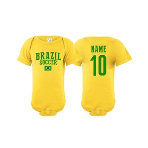 Brasil Bodysuit Brasil Add your Name and Number Infant Clothing  Newest Fan Bodysuit Soccer Baby Outfit  Infant Girls Boys T shirt - Tee