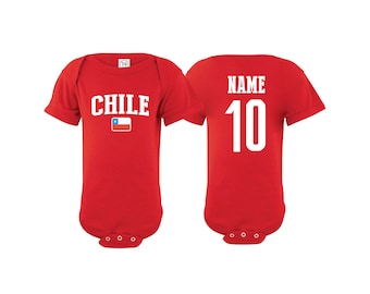 Chile Bodysuit Add your Name and Number Infant Clothing  Newest Fan Bodysuit Soccer Baby Outfit  Infant Girls Boys T shirt - Tee