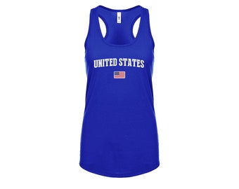 United States Usa Tank top shirts Women Lady  100% cotton tee Any Sports  National Team Soccer Baseball