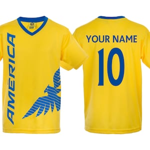 Youth Club America Jersey Soccer official licensed  T-Shirt  all sizes Kids  Personalized Your Name and Number Aguilas del America Mexico