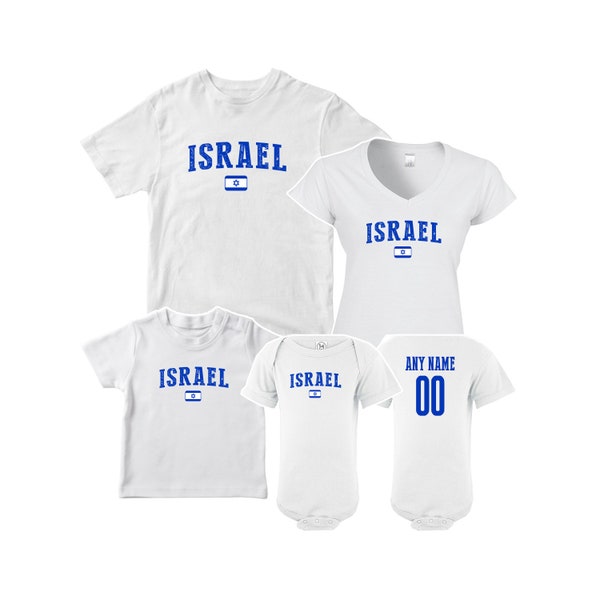 Israel T shirt matching t-shirt set Soccer football Futbol  national Team Men Woman Kids Family  Infant World cup Pride Flag