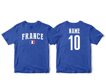 France Francia Sports T-shirt Fan tee  Country Pride Men's and Kids Youth  Customized Name and Number