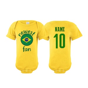 Brasil Bodysuit Brasil Add your Name and Number Infant Clothing  Newest Fan Bodysuit Soccer Baby Outfit  Infant Girls Boys T shirt - Tee