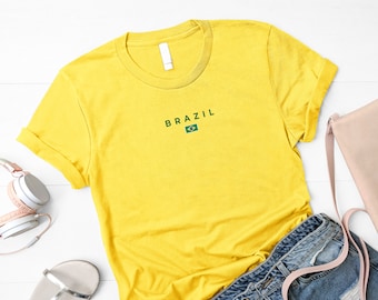 Brazil Brasil National Team Minimalistic Brazil Flag design unisex Shirts for women men's T shirt