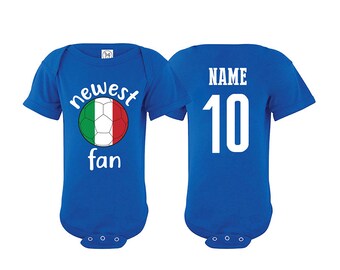 Italy Bodysuit Italia Add your Name and Number Infant Clothing  Newest Fan  Soccer Baby Outfit  Girls Boys T shirt - Tee National Team