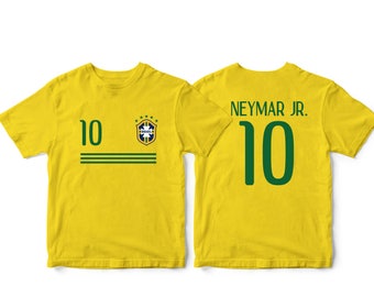 Brazil 10 Brasil Soccer  Football  Tee T-Shirt Yellow  all sizes  Adults and  Kids Sizes