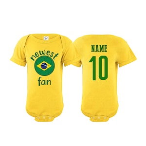 Brasil Bodysuit Brasil Add your Name and Number Infant Clothing  Newest Fan Bodysuit Soccer Baby Outfit  Infant Girls Boys T shirt - Tee
