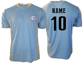 Uruguay Sports Jersey Tee T-Shirt  all sizes  Adults and  Kids Sizes Flag Jersey Pride Personalized Your Name